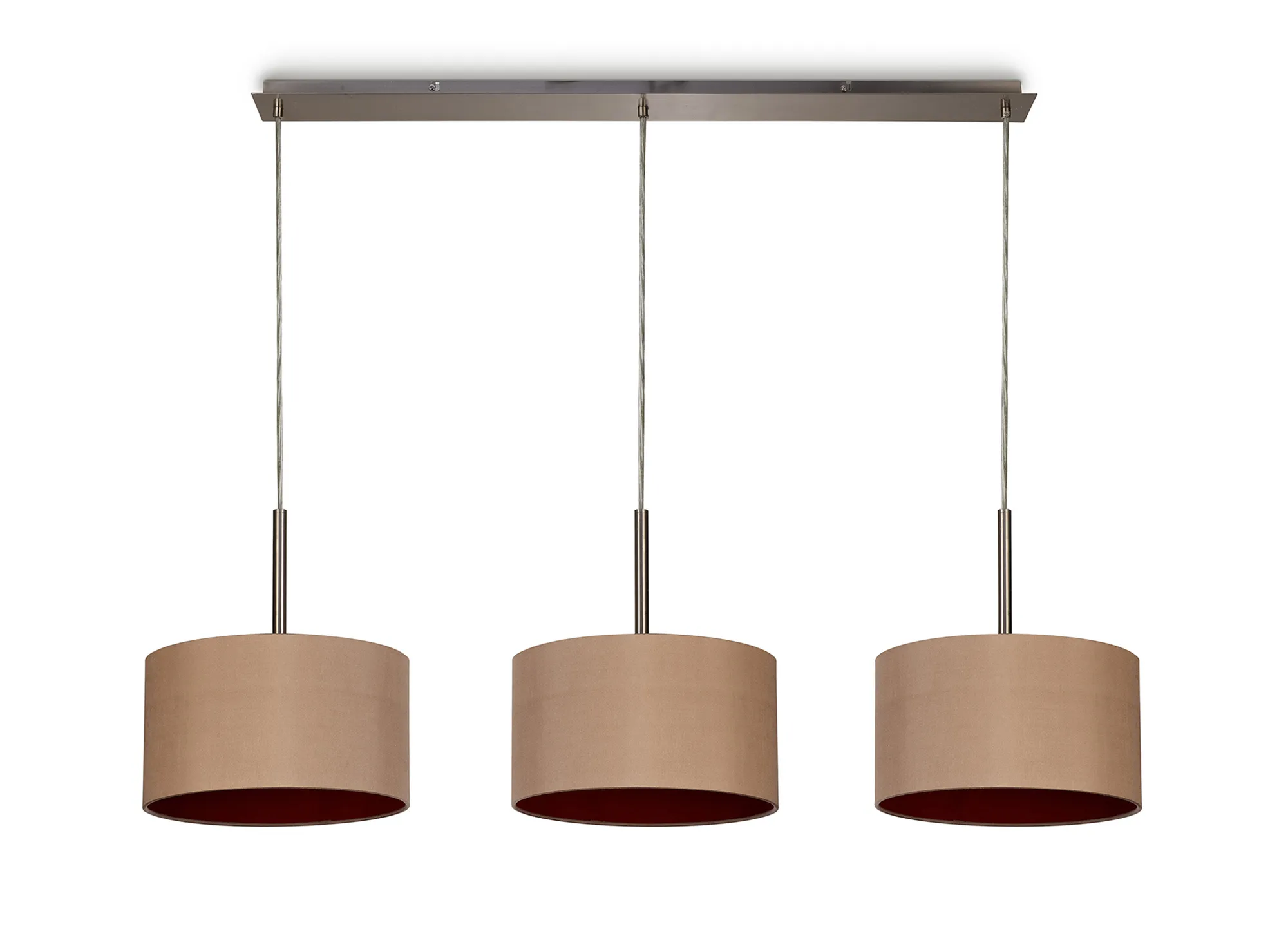 Baymont 30cm Shade 3 Light Pendant Satin Nickel, Antique Gold/Ruby DK0590  Deco Baymont SN AG